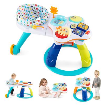 HONEY JOY Baby Activity Center, Discovery Activity Center and Table w/ 360 Walk-Around Seat, 3 Adjustable Heights, Music, Sounds & Developmental Toys, Activity Center for Babies 6-36 Months (White)