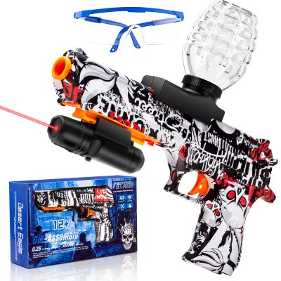 Electric Gel Ball Blaster Pistol for Teens  Automatic Orby Gel Gun with Laser Sight & Goggles, Top-Loading Design, Outdoor Backyard Team Games Toy, Gift for Ages 14+ (Desert Eagle Style, Red)