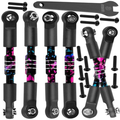 hopsupRC RC Adjustable Turnbuckles Camber Links Steering Links Upgrades Part for 1/8 Typhon 4WD 3S MEGA 550 BLX,1/10 Big Rock 4X4 V3 3S BLX RC Car,Tie Rod Set Link Linkage Rod Adjustable,Color(6PCS)