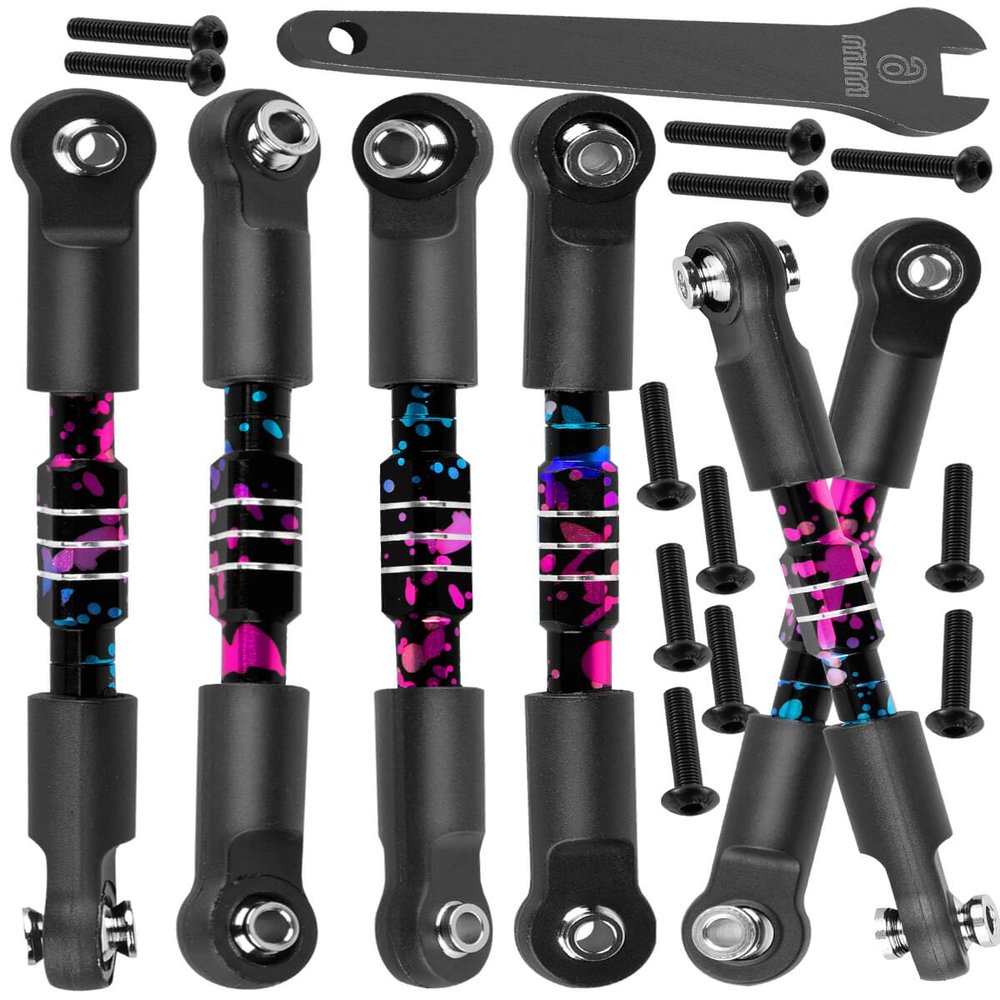 hopsupRC RC Adjustable Turnbuckles Camber Links Steering Links Upgrades Part for 1/8 Typhon 4WD 3S MEGA 550 BLX,1/10 Big Rock 4X4 V3 3S BLX RC Car,Tie Rod Set Link Linkage Rod Adjustable,Color(6PCS)