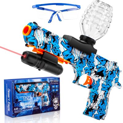 Electric Gel Ball Blaster Pistol for Teens Automatic Orby Gel Gun with Laser Sight & Goggles, Top-Loading Design, Outdoor Backyard Team Games Toy, Gift for Ages 14+ (Desert Eagle Style, Blue)