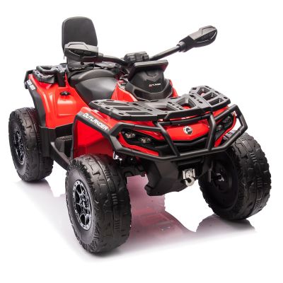 24V 4WD 2-Seater Electric Ride-On ATV for Kids, with Leather Seats, Safety Belt, Bluetooth, 1.86-4.79 MPH, for Boys and Girls,Red