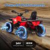 24V 4WD 2-Seater Electric Ride-On ATV for Kids, with Leather Seats, Safety Belt, Bluetooth, 1.86-4.79 MPH, for Boys and Girls,Red view 3