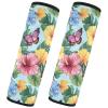 2 Pack Seat Belt Cover Tropical Flowers Butterflies Car Seat Strap Covers Fashion Shoulder Pads Cushion for Adults and Children view 1