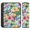 2 Pack Seat Belt Cover Tropical Flowers Butterflies Car Seat Strap Covers Fashion Shoulder Pads Cushion for Adults and Children view 2