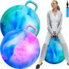 Lewtemi 2 Pcs 29 Inch Big Hopper Ball Jumping Hopping Inflatable Bouncing Ball with Handle and Air Pump for Adults Carnival Outdoor Sports Game(Blue Green Cloud, Blue Pink Cloud) view 1