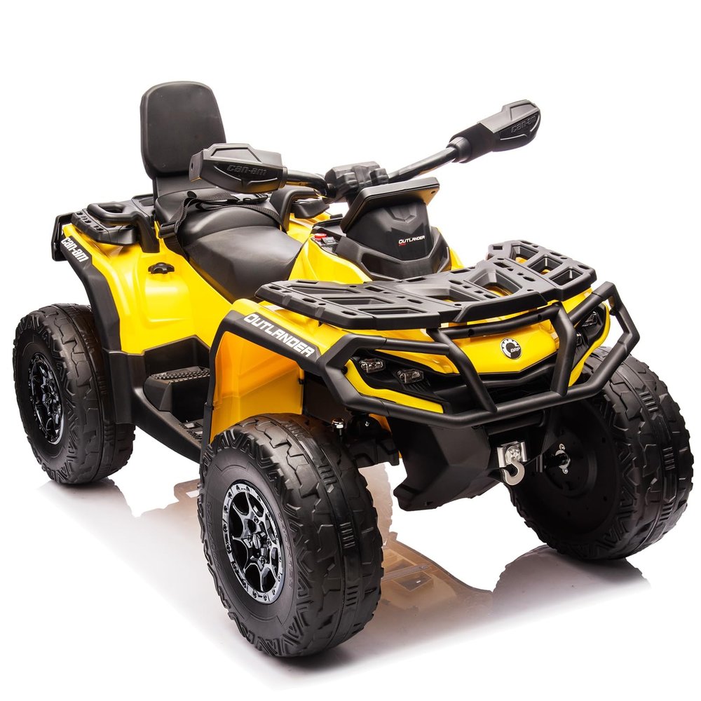 24V 4WD 2-Seater Electric Ride-On ATV for Kids, with Leather Seats, Safety Belt, Bluetooth, 1.86-4.79 MPH, for Boys and Girls,Yellow