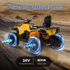 24V 4WD 2-Seater Electric Ride-On ATV for Kids, with Leather Seats, Safety Belt, Bluetooth, 1.86-4.79 MPH, for Boys and Girls,Yellow view 3