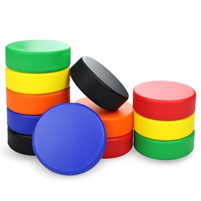 APUXXJUPA 12 Pcs Foam Hockey Pucks, Colorful Rubber Street Hockey Puck Mini Knee Hockey Balls for Indoor Outdoor Practice for Kids Adults, Diameter 3", Thickness 1"