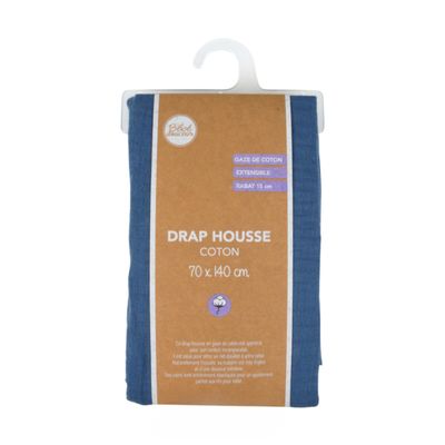 100% Cotton Gauze Baby Fitted Sheet - Soft, Breathable and Easy to Care (1, Blue, 70 x 140 cm)
