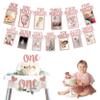 1st Birthday Baby Photo Banner and1st Birthday Decorations First Birthday Decorations for Girl Newborn to 12 Months First Birthday Photo Banner Bunting Garland with ONE Cake Topper Rose Gold view 4
