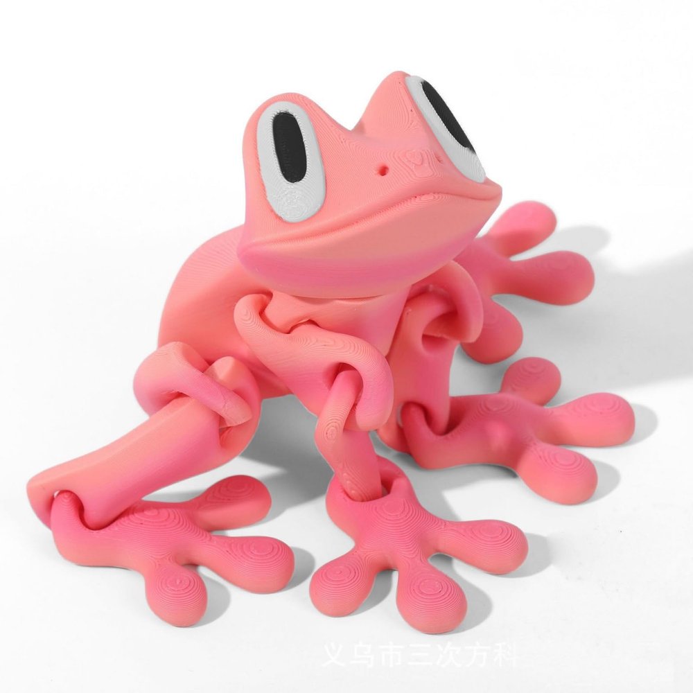 3D Printed 7.92-inch Magnet Frog Toy, Articulated 3D Printed Animals Toys, Can be Used for Refrigerator/Car Decoration. (Pink)