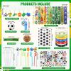 170 Pcs Soccer Party Favors Birthday Party Supplies Goodie Bags Cups Straws Stress Ball Silicone Wristbands Slaps Bracelets Keychains Stickers Whistles Soccer Themed Party Favors Soccer Team Gifts view 2
