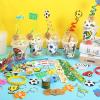 170 Pcs Soccer Party Favors Birthday Party Supplies Goodie Bags Cups Straws Stress Ball Silicone Wristbands Slaps Bracelets Keychains Stickers Whistles Soccer Themed Party Favors Soccer Team Gifts view 3