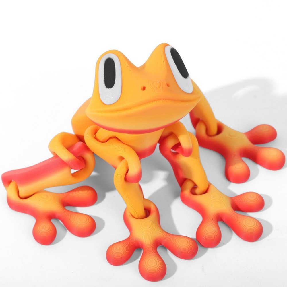 3D Printed 7.92-inch Magnet Frog Toy, Articulated 3D Printed Animals Toys, Can be Used for Refrigerator/Car Decoration. (Orange)