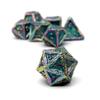 Norse Foundry Pirate Dice - Secret Stash - 7-Piece RPG Alloy Dice Set - Scorched & Green Glow in The Dark Design - Durable Zinc Alloy Construction - Treasure Chest Tin Included - Ideal for D&D & RPG view 1