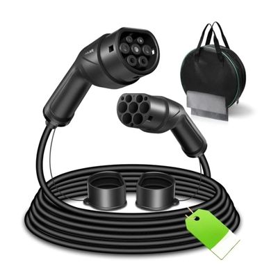 22KW Type 2 EV Charger 3 Phase 32A 5m/10m PHEV EV Charging Cable with Handbag, Compatible with Any Electric Car(32A 22KW 10m)