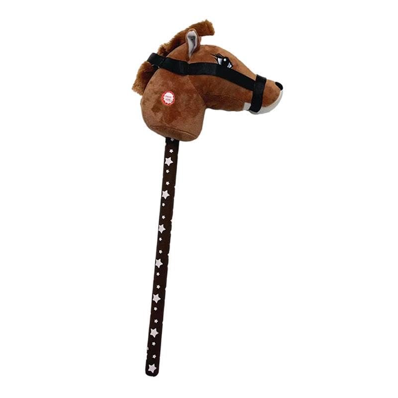 DYNWAVE Hobby Horse on a Stick with Neighing Sounds for Boys and Girls, Dark Brown A