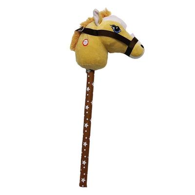 DYNWAVE Hobby Horse on a Stick with Neighing Sounds for Boys and Girls, Light Brown A