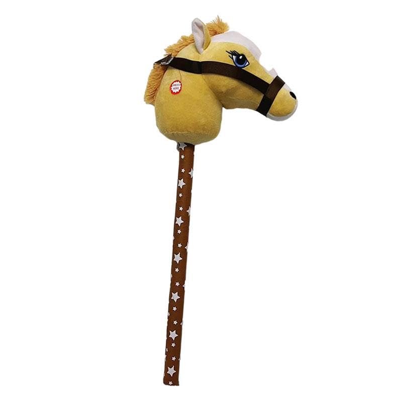 DYNWAVE Hobby Horse on a Stick with Neighing Sounds for Boys and Girls, Light Brown A