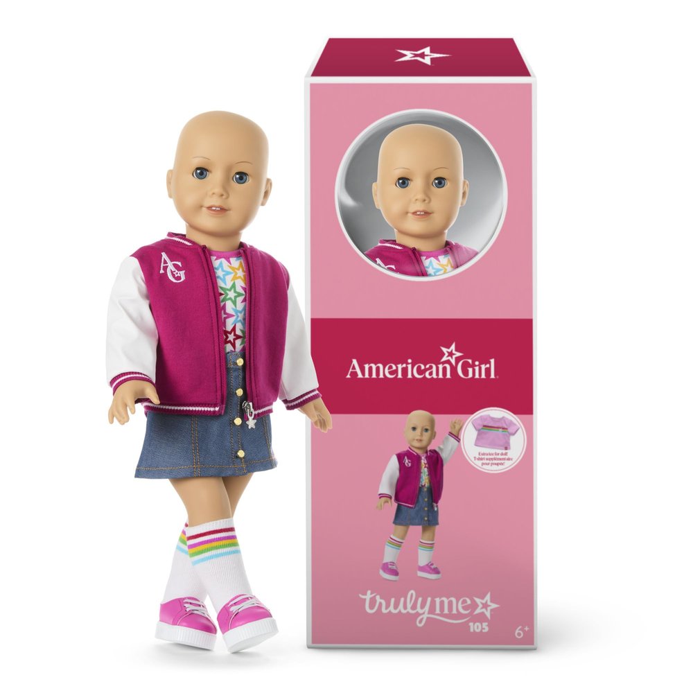 American Girl, Truly Me 18-inch Doll #105 with Light-Blue Eyes, Without Hair, Light-to-Medium Skin, for Ages 6+