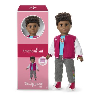 American Girl, Truly Me 18-inch Doll #113 with Brown Eyes, High-Top Curly Dark-Brown Hair, Deep Skin, for Ages 6+