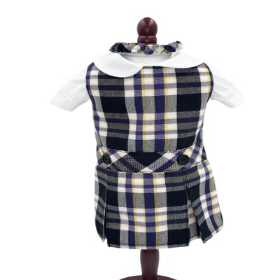 18 inch Doll Outfit-School Plaid Jumper Include Blouse and Hair Accessory/Add on Option: Sock and Shoe (Doll is not Included) (Dropped Waist Jumper Only, Plaid 2M)