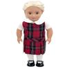 18 inch Doll Outfit-School Plaid Jumper Include Blouse and Hair Accessory/Add on Option: Sock and Shoe (Doll is not Included) (Dropped Waist Jumper,Sock,ShinyBlack Shoe, Plaid 70) view 1