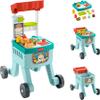 Fisher-Price Baby Push Toy 4-in-1 Snack Cart Walker Learning Activity, 14 Pieces for Pretend Play Infants Ages 6+ Months, Multilanguage Version view 1