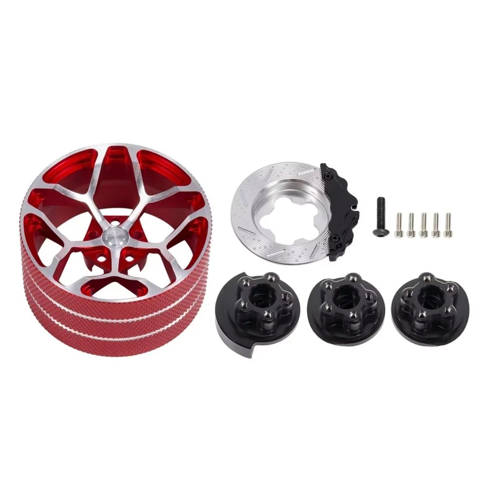 RC Car Parts for Futaba Transmitter TQI Flysky Noble NB4 X6 X4 SANWA MT44 7PX 4PX RC4GS RC Car Aluminium Remote Control Steering Wheel Handwheel(Red)