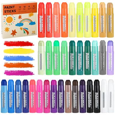 36 Colors Tempera Paint Sticks, No Mess, Quick-Drying & Non-Toxic Art Supplies, Easy-Grip for Toddlers and Kids, Works Great on Paper, Wood, Glass, Canvas, Gifts for Drawing on Various Objects