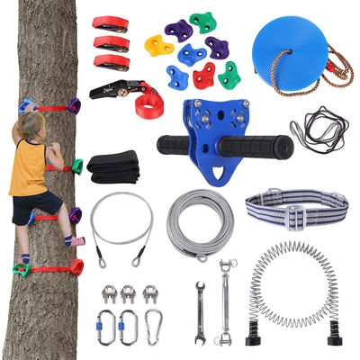 REISIO 200 FT Zipline for Backyard Kids and Adults, Adjustable Zip Line Kit for Adult Outdoor 390 LBS Removable Non-Slip Trolley Play Playground Entertainment