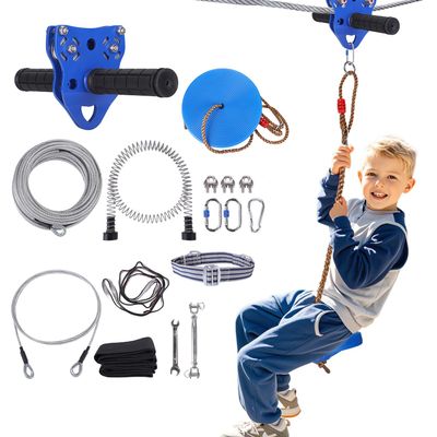 REISIO 150 FT Zipline for Backyard Kids and Adults, Adjustable Zip Line Kit for Adult Outdoor 390 LBS Removable Non-Slip Trolley Play Playground Entertainment