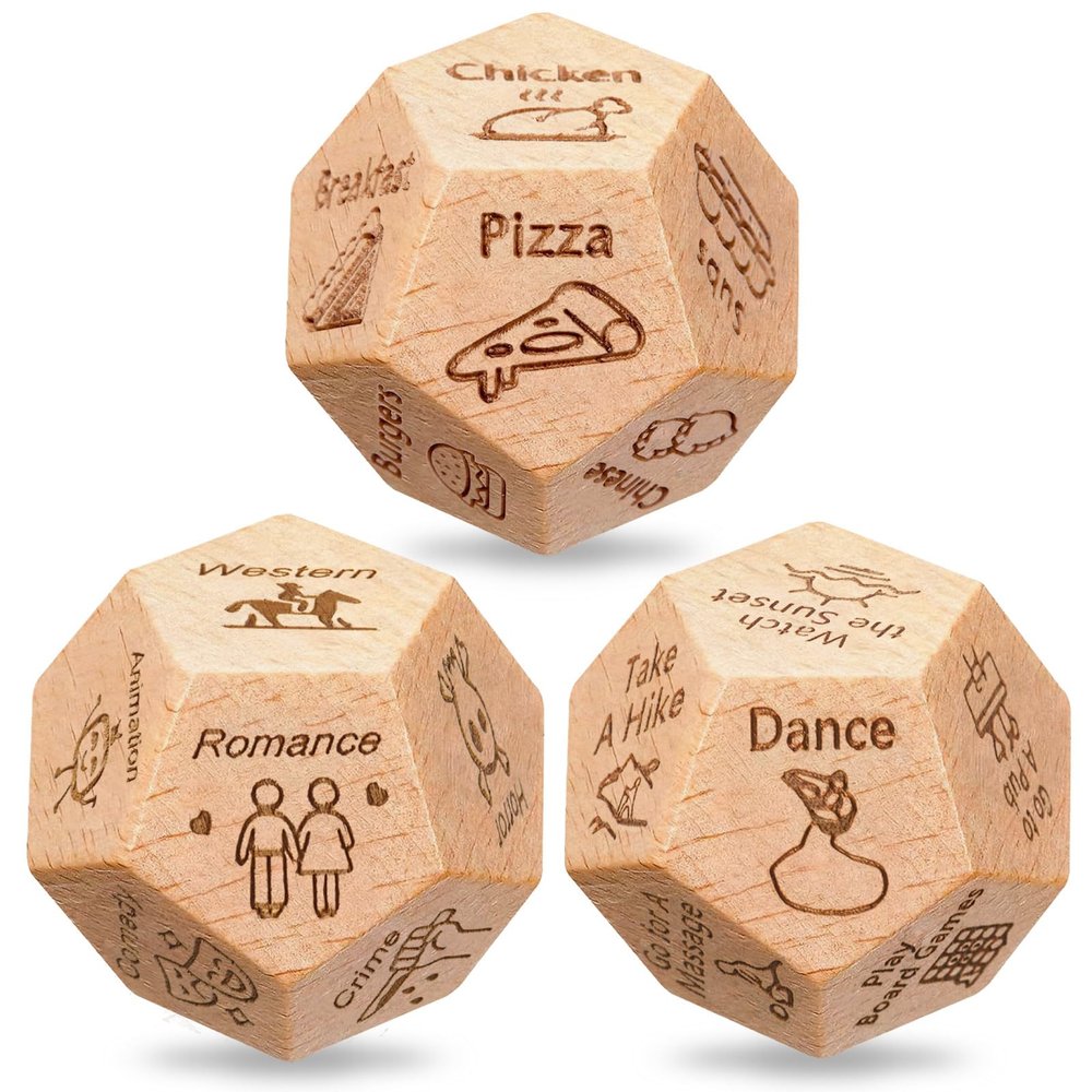 3 PCS Dice Set for Couples, Stocking Stuffers Gifts for Her Him, Anniversary Day Food Decision Dice Couple Gifts Girlfriend Boyfriend for Adults Valentines Birthday Wedding Food Dice
