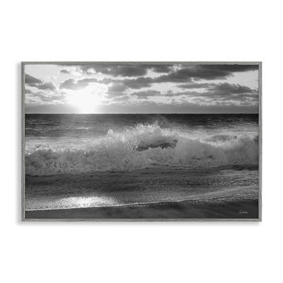 Stupell Industries Crashing Sea Waves Framed Giclee Wall Art Design by Lori Deiter, Gray Framed, 30 x 20