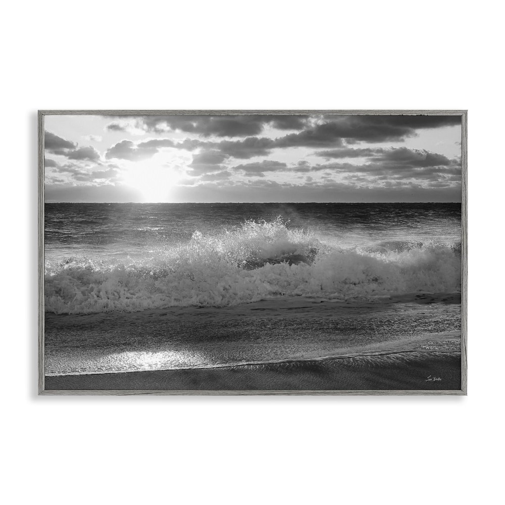 Stupell Industries Crashing Sea Waves Framed Giclee Wall Art Design by Lori Deiter, Gray Framed, 30 x 20