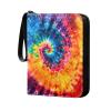 4 Pockets Trading Card Album Holder Book Folder Sports Card Binder Tie Dye Red Blue 400 Double Side Pockets for 3 Ring Binder Zipper view 2