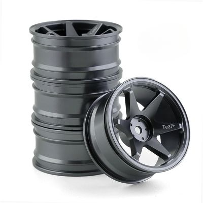 4Pcs 1/10 RC On-Road Drift Racing Car 52mm Metal Wheel Rim Wheel Hubs for Tam-iya for Kyosho for HSP for HPI for Sakura for Trxs(Dark Grey)