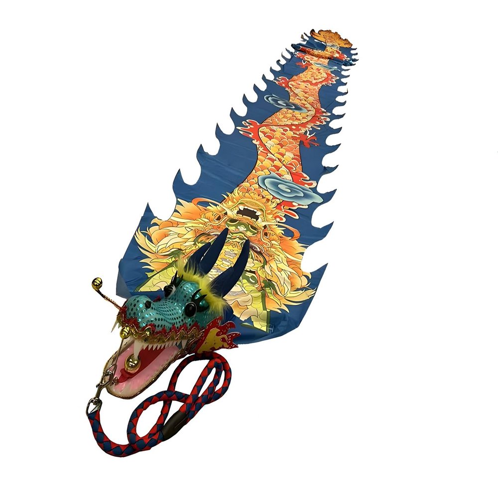ZNQNDSR 26 Ft Dragon Ribbon Poi, Dragon Poi with Storage Bag, Dragon Flag Poi for Outdoor Fitness Festival Celebration(Blue)