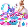 178 PCS Track Toy, Pink Racing Tracks Toys for 3 4 5 6 Year Old Girls, Flexible Tracks Car Magic Bendable Race Track Princess Toys with Light & Music for Toddlers, Kids and Girl Xmas Birthdays Gifts view 1