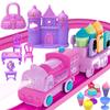 Tracks Car Toys Set for Age 2 3 4 5 6 7 Year Girls Toddler, Pink Princess Train Set Toys for Kids with Light & Music, Track Vehicle Toy Girl Birthday Gift view 1