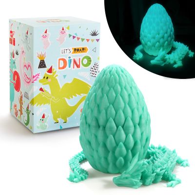 LEWELLRY 15" 3D Printed Dragon Egg,Christmas Birthday Toys, Stocking Stuffers Gift, Articulated Crystal Cool Fidget Dragon for Girls Boys Kids Ages 3,4, 5, 6,7, 8,9,10,11,12 Years Old