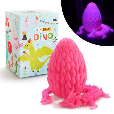 LEWELLRY 15" 3D Printed Dragon Egg,Christmas Birthday Toys, Stocking Stuffers Gift, Articulated Crystal Cool Fidget Dragon for Girls Boys Kids Ages 3,4, 5, 6,7, 8,9,10,11,12 Years Old