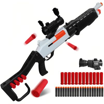 Bugrtey Shell Ejecting Toy Shotgun Toys with 20 Soft Bullets 12 Shells 1 Scope Two Modes Toy Shotgun Outdoor Games Gifts for Christmas Halloween Birthday