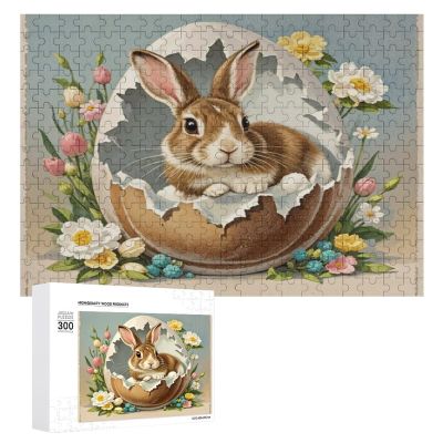 Wooden Puzzle - Easter Bunny and Eggs Theme Jigsaw PuzzlesWooden Puzzles for Adults 300 Pieces Unique Gifts for Wall ArtChallenge PuzzlesEducational GamesFamily Puzzles