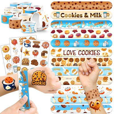 60 PCS Cookie Party Favors Set - 36 Temporary Tattoos & 24 Slap Bracelets for Kids, Perfect for Cookie-Themed Birthday Supplies, Baby Shower and Sweet Party Decorations