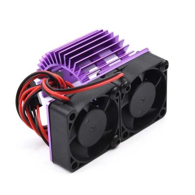 Motor Dual Cooling Fans Heatsink 540 550 3650 3660 3670 Radiator 36mm 5V-7.4V for 1/10 1/8 RC Car Ship Part Aluminum Alloy(Purple)