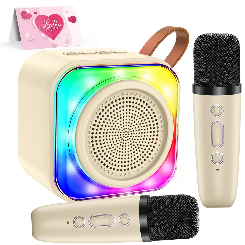 MicQutr Karaoke Machine with 2 Microphones for Kids, Toys Birthday Gifts for Ages 3-12 Years Old Girls Boys, Mini Karaoke Microphone with Protable Bluetooth Speaker for Singing Party Outdoor Play