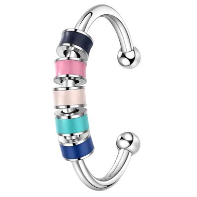 BTSEURY Anxiety Ring for Women, Color Beads Anxiety Ring, Relieve Stress Adjustable Open Colorful Rotate Beads Ring for Women Men