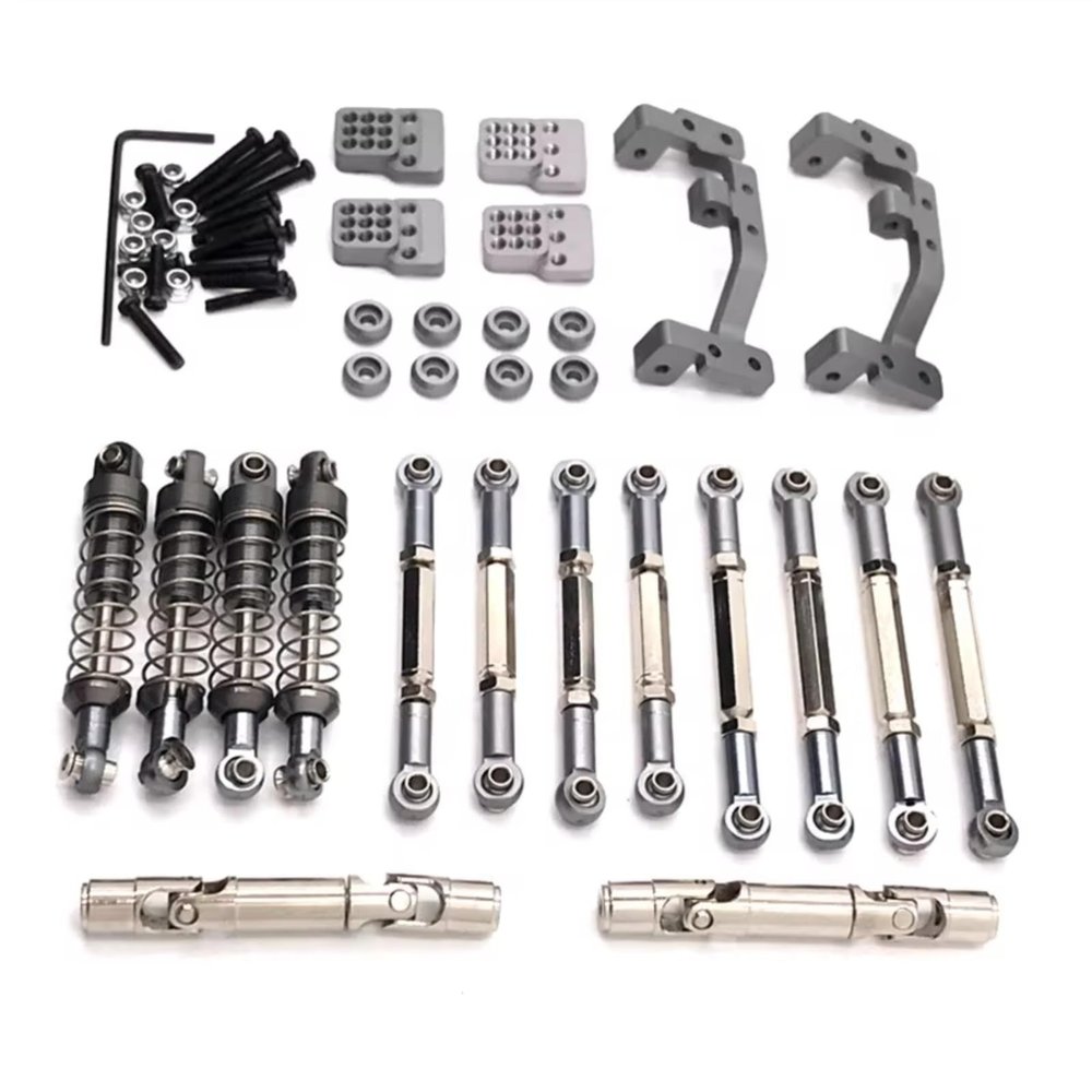 for Feiyu for FY003-5A for WPL for C14 C24 1/16 Metal Upgrade Parts Tie Rods Drive Shafts Shock Absorbers RC Car Repair Kit(Metallic)